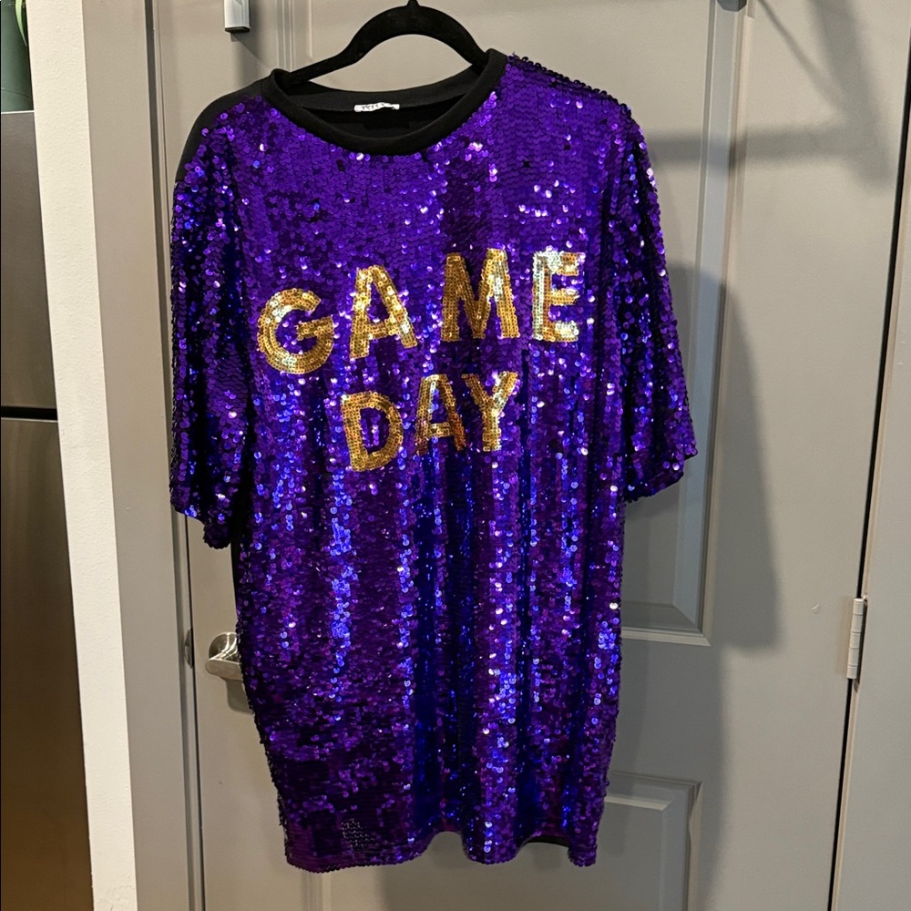 Purple Sequin Game Day Dress